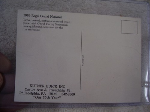 1986 BUICK GRAND NATIONAL DEALER POSTCARD ORIGINAL - Picture 2 of 2