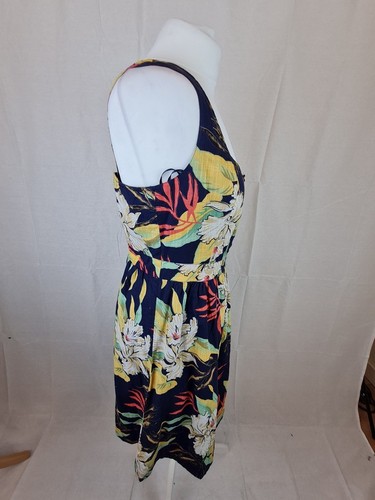 Fat Face Navy 100% Cotton Lined Summer Floral Print Dress UK Size 12 - Picture 4 of 6