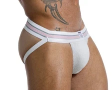 GYM Men Jockstrap 2” Waistband Men Underwear White BIKE Style Size Large NEW