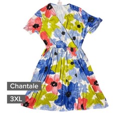 Vestido para mujer Lularoe talla 3XL Chantale frente cruzado rosa verde azul floral nuevo con etiquetas