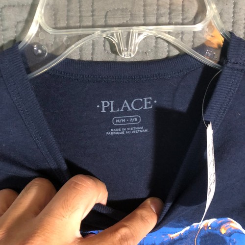 Camiseta para niños Place niños talla mediana 7/8 azul manga corta nueva con etiquetas dinosaurios - Imagen 2 de 9