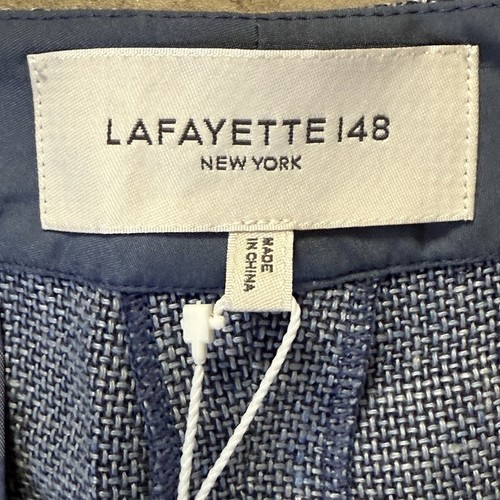 Pantalones Lafayette 148 para mujer talla 8 azul lino mezcla lana pierna ancha Dalton - Imagen 7 de 13