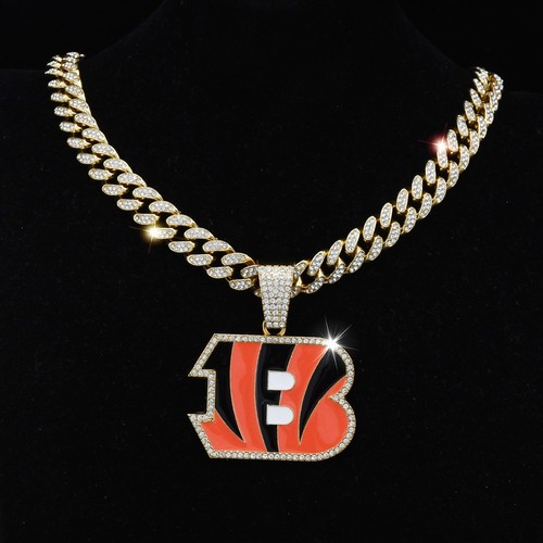 COLLAR GEMA HOUSTON TEXANS Plata/Dorado Bling Fútbol Colgante/Cadena Cubana 20" - Imagen 18 de 123