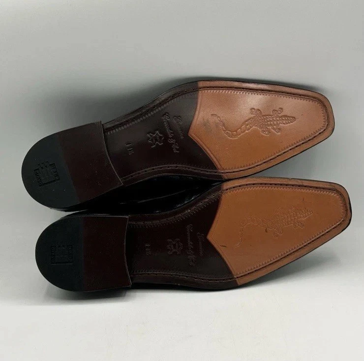 NEW David Eden Mens Eel &Crocodile Leather Dress Shoes Navy Blue Black SZ 11.5 - Изображение 3 из 4