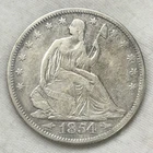 1854-P Arrows Seated Liberty 1/2 Half Dollar 50c 90% Silver US Coin