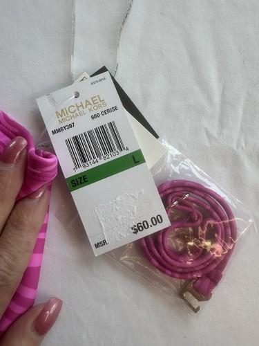 Michael Michael Kors Damen One-Shoulder O-Ring Bikini Oberteil Rosa Gr. L Neu mit Etikett - Bild 6 von 6