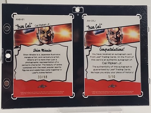 2023 Leaf Metal Anime Nation Cal Ripken JR Auto Iron Cal #AN-CRJ /10 + Base /98 - Picture 2 of 24