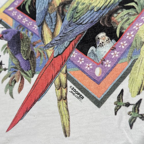 VTG 90s RAINFOREST Parrot Bird Graphic Colorful PRINT T-Shirt SZ M Nature Animal - Picture 5 of 14