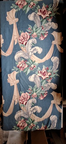 Par de cortinas vintage de tela de corteza florales y neoclásicas de plumas de los años 30 60" - Imagen 3 de 18