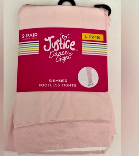 JUSTICE Shimmer Footed Tights 2 Pair Pink TODDLER And GIRLS CHOOSE SIZE NEW - Picture 1 of 7