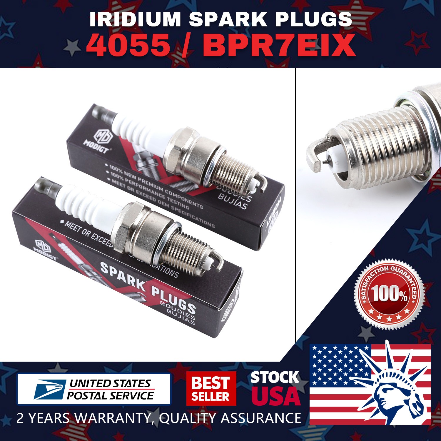 Fuel Saving 2 Pcs Genuine For 4055 BPR7EIX Iridium IX Spark Plugs For XS62DP ...