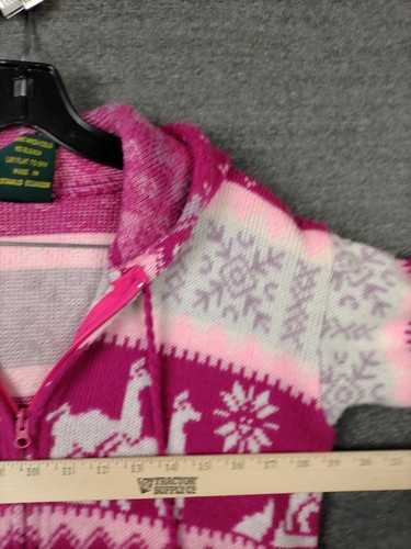 Tejidos Ruminahui Girls Sweater 8 Pink Full Zip Hoodie Alpaca Wool Jacket - Picture 5 of 8