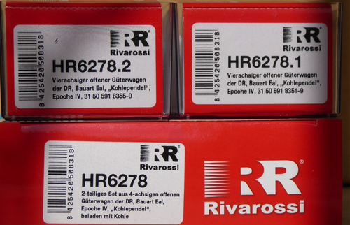 Rivarossi HR 6278 H0 set 2 x 4-a. carri merci aperti Eal carbone invecchiato RDT epoca 4 - Foto 3 di 6