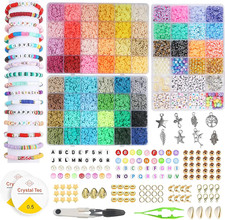 10000Pcs Clay Beads for Bracelet Making Kit 48 Colors Flat round Polymer Clay Be