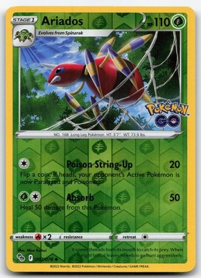 Ariados 007/078 Uncommon Pokemon GO Pokemon Reverse Holo Near Mint