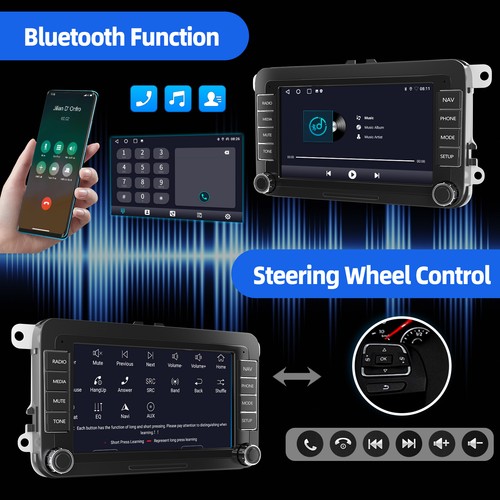7" Carplay Android 14 Radio Coche GPS NAV 4+64G para Golf 5 6 Passat Polo Tiguan - Imagen 10 de 22