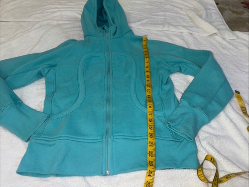 Lululemon Scuba Hoodie Damen türkis aquamarin durchgehender Reißverschluss Pullover Jacke Gr. 12 - Bild 6 von 7