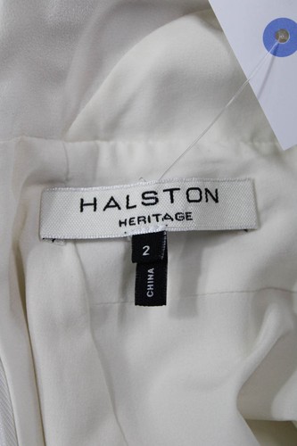 Halston Women White V-Neck Sleeveless Jumpsuit 95% Polyester Size 2 - Picture 7 of 7