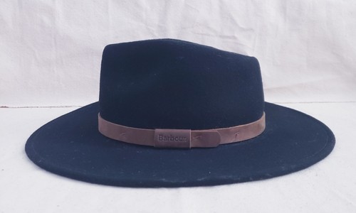 Men’s Barbour Crushable Bushman Fedora Hat Black Wool Size Medium  - Picture 1 of 10