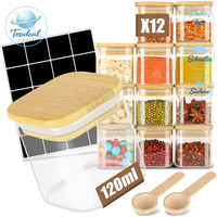 Vorratsdosen Glas Set 12Er 120Ml Eckig Mit Holzdeckel GewüRzbehäLter KüChe
