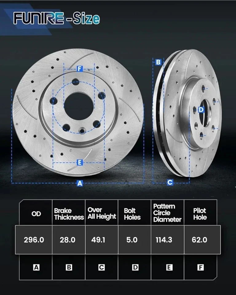 Front Vented Brake Pads Rotors Toyota RAV4 Matrix Corolla Mirai Pontiac Vibe Foto 4 de 4