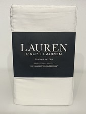 Ralph Lauren Dunham Sateen Set of 2 Standard Pillowcases Pure White 100% Cotton