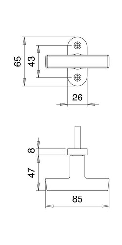 EDI Fenstergriff 1511/0000 Aluminium F2 / neusilberfarbig Kreuzgriff - Afbeelding 2 van 2