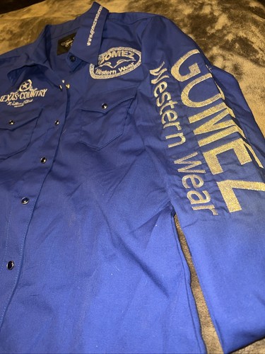 Gómez Western Wear Pearl Snap Button Up Shirt Blue Size Medium Girls - Picture 4 of 12