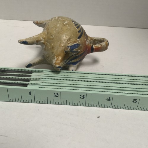 Antique PIGGY BANK Mexican Hand Painted Folk Art Clay Pottery Handle Chalkware 2 - Picture 16 of 16
