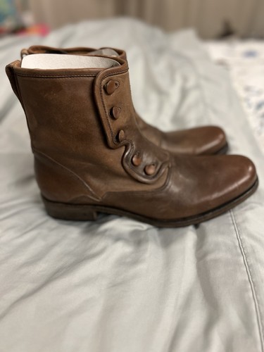 John Varvatos Leather Brown Bowery Boots Hand Made In Italy Size 9.5 Msrp $998 - Picture 5 of 12