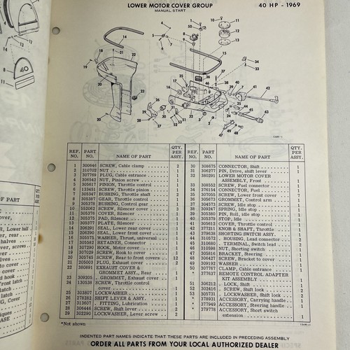 OMC 1969 Evinrude Parts Catalog 40 HP Big Twin 40902R 40903R VTG - Picture 2 of 3