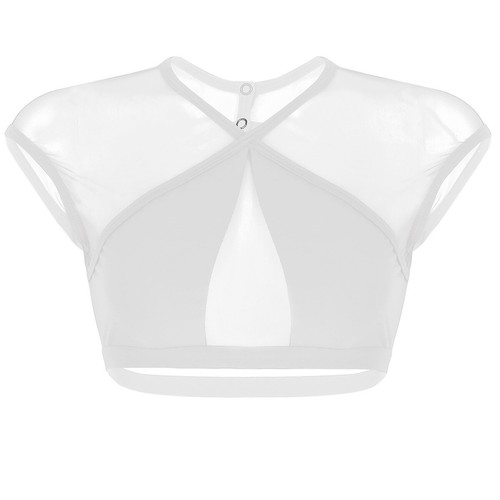 Womens Mesh Asymmetric Contemporary Lyrical Dance Crop Top Shorts Skirt Costume - Picture 61 of 62