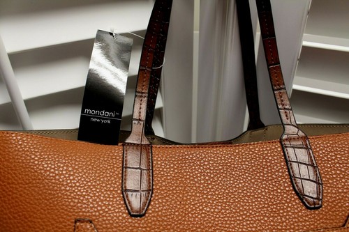 Bolso de mano grande Mondani Shopper - hermoso color caoba coñac nuevo con etiquetas - Imagen 5 de 7