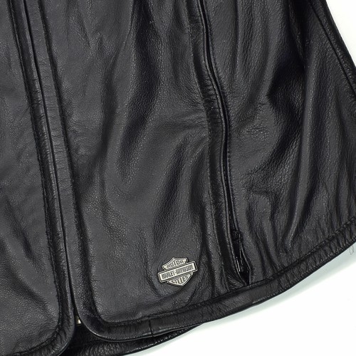 Chaqueta de motociclista Harley Davidson Motorcycles en relieve cuero negro ventilado - S - Imagen 4 de 7
