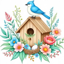 30 Custom Spring Blue Bird Personalized Address Labels