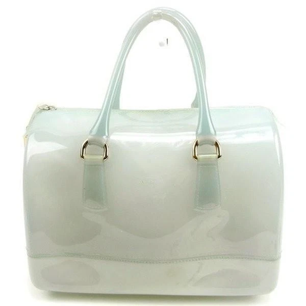Furla Boston Bag Vinyl rubber blue Width 30cm Height 21cm Depth 17cm Handle 9cm