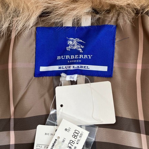Women Coat Burberry Blue Label Big Button Long Coat With Angora Fox Fur 4 size M - Picture 6 of 7