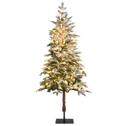 6 FT Pre-lit Snow Flocked Christmas Tree Artificial Xmas Tree w/ 250 LED Lights
