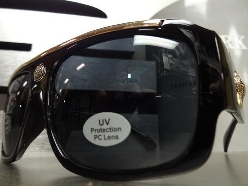 Herren HIP HOP RAPPER GANGSTER SHIELD Stil SONNENBRILLE schwarz goldfarbenes Gestell dunkle Gläser - Bild 2 von 10