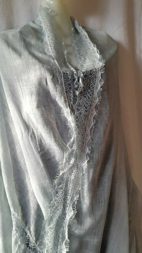 TITTO ACCESSORIES CHÂLE ÉTOLE 180 CM x100 CM EN VISCOSE GRIS-BLEU PASTEL RRP €46 - Picture 5 of 9