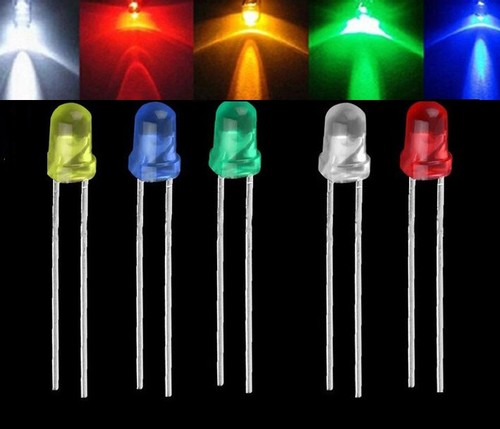 100PCS 3mm Lots LED Emitting Diode Light Bulb Lamp White Green Red Blue Yellow - Picture 1 of 2