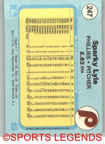 1982 Fleer MLB #201-300 - Picture 95 of 201