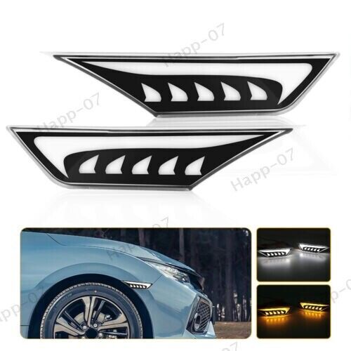 For 2016-2021 Honda Civic LED Side Marker Lights Switchback Turn Signal Lamp DRL - Bild 9 von 9