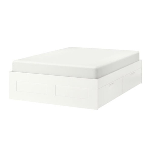 Ikea Brimnes Bed Frame With Under Storage Drawers White Size Full