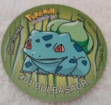 Tazos Sabritas POKEMON 1  BULBASAUR #01 Taps Pog Nintendo Mexico 1998 NOS 