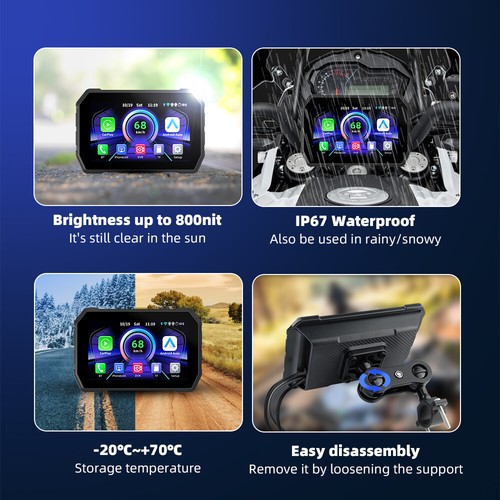 5"Universal Portable Linux Motorcycle Navigation IP67 Carplay BT5.0 WiFi 1080P - Picture 10 of 17