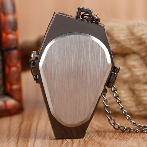 Steampunk Gothic Skull Quartz Pocket Watch with Chain Gifts for Men Women Kids - Picture 3 of 16