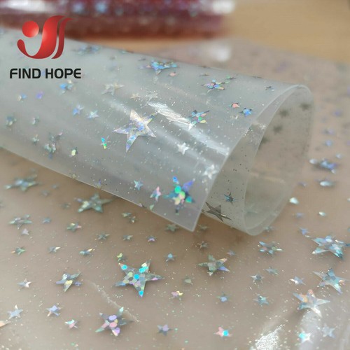 Sparkle Holographic PVC Vinyl Star Fabric DIY Handmade Bow Bag Craft Material A4 - Picture 9 of 16