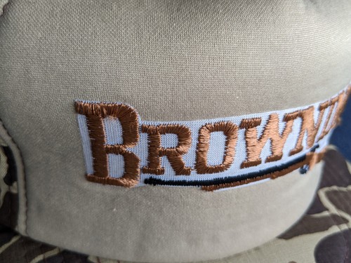 vintage Browning rifle gun brown camo mesh snapback hat Korea trucker hunting - Picture 3 of 14