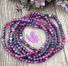 Wholesale 6 Pcs Ruby & Sapphire 4mm Faceted 7.5” Healing Stretch Bracelet